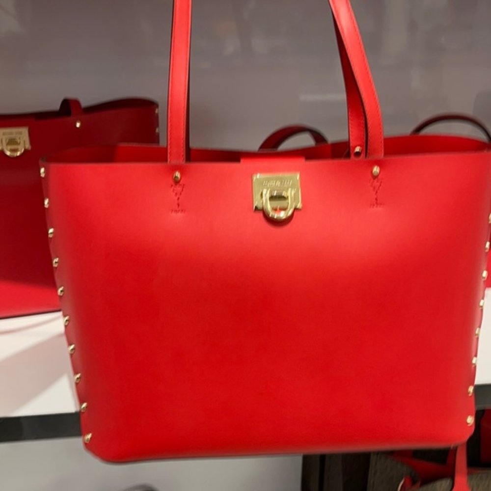 Michael Kors Manhattan Large Tote Leather Color Flame - Picture 2 of 16